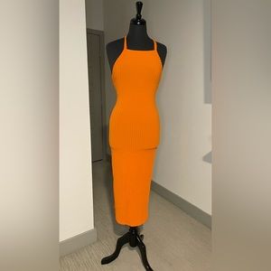 Zara Orange Halter Dress (long with open back)